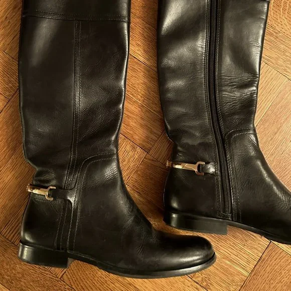 Tory Burch | Shoes | Tory Burch Riding Boots Black Leather Size 8